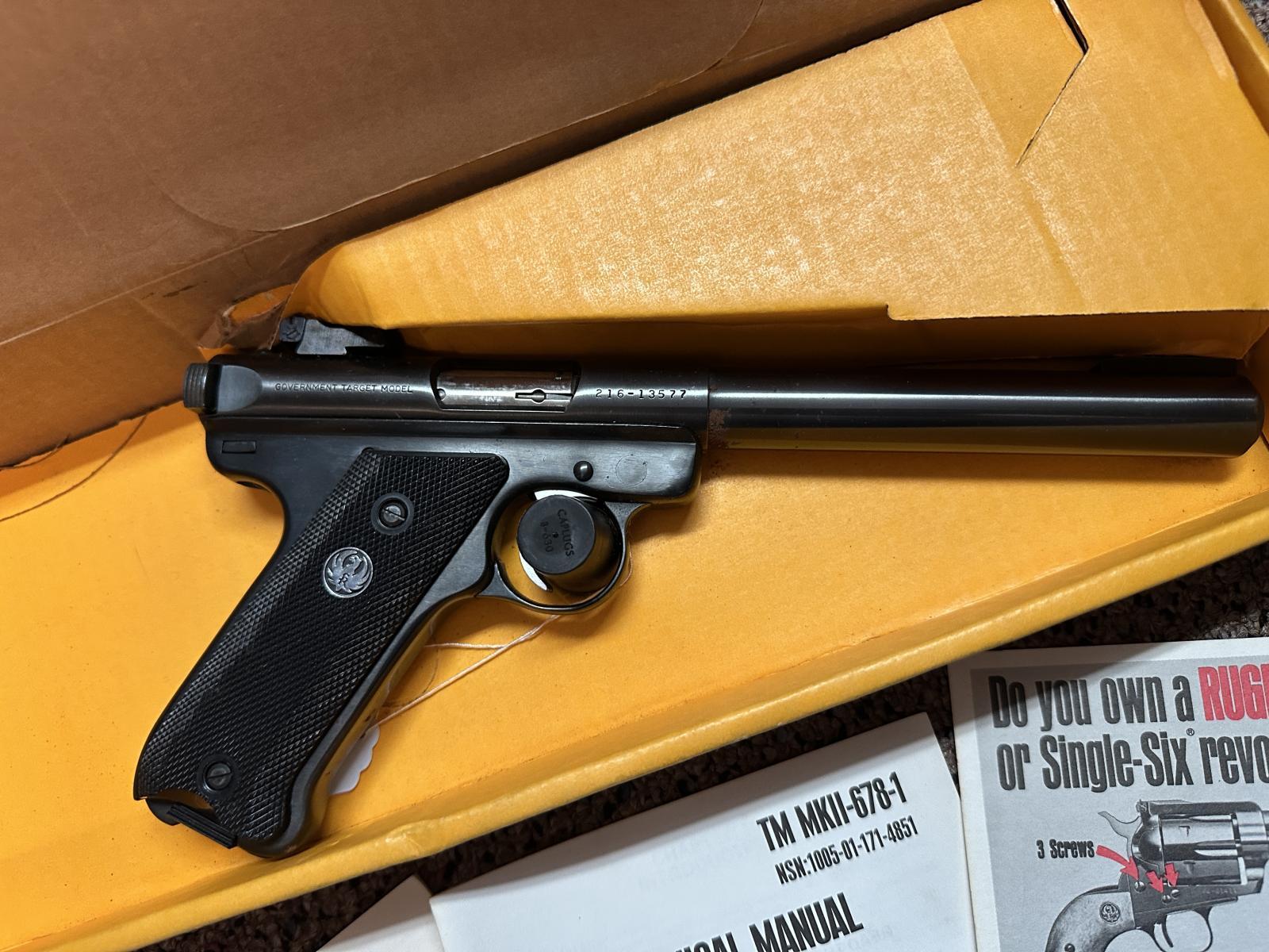 Ruger Mark II .22 LR Government Target Model Automatic Pistol w ...