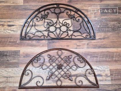 Rustic Tuscan Lot of 2 Ornate Wrought Iron Arch Decor