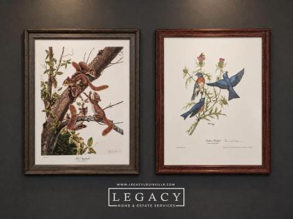 Treetop Neighbors Framed Red Squirrels & Eastern Bluebirds Wildlife Prints