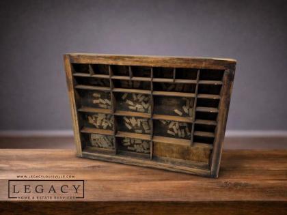 Antique Letterpress Printer's Type Tray with Lead Type - Detroit Michigan Provenance