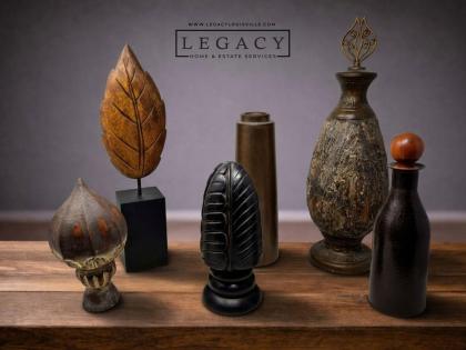Bold Boho Decorative Sculptures Vases Finials Mixed Materials Estate