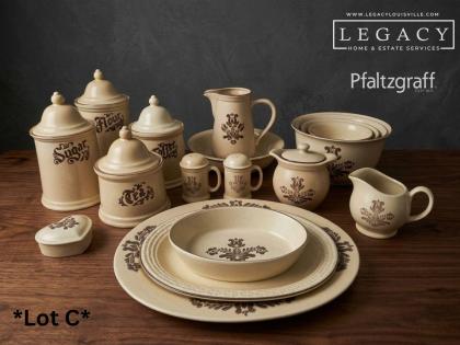 Pfaltzgraff Village Pattern Stoneware Collection Lot C Canister Set, Platters, Bowls