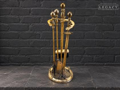 Brass-Tone Fireplace Tool Set with Stand