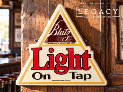 Blatz Light On Tap Illuminated Triangle Bar Sign