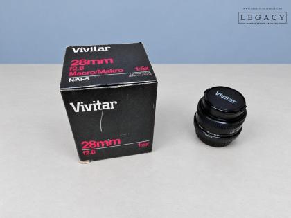 Vivitar 28mm f/2.8 Macro Wide Angle Lens N/AI-S Nikon Mount w/ Original Box