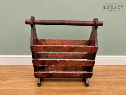 Rustic Wooden Magazine Rack with Carry Handle