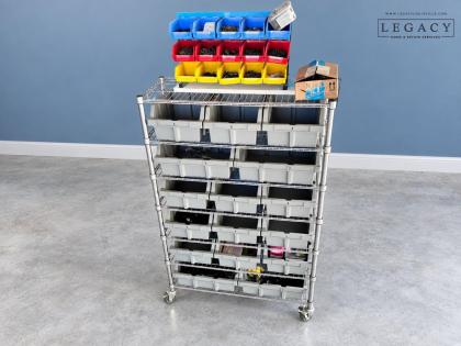 Rolling Wire Rack with Bins