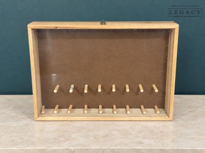 Wall-Mount Wood and Glass Display Case with Dowel Pegs