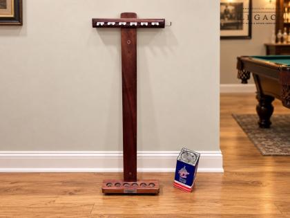 Wooden Billiard Cue Rack with Supreme Talc Tin