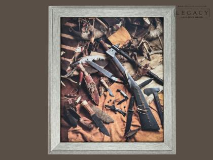 Framed Western Knife and Gear Photograph