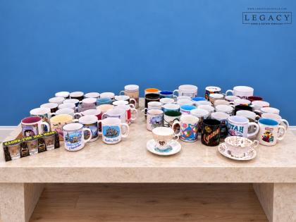 Large Collection of 60+ Travel and Souvenir Coffee Mugs with Shot Glass Set