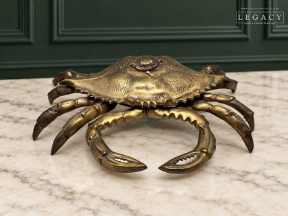 Vintage Brass Crab Sculpture Hinged Lidded Trinket Box