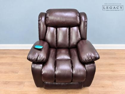 Brown Faux Leather Power Lift Recliner Chair with Heat and Massage Remote Control