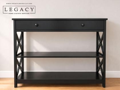 Black Console Table with Drawer and Two Shelves