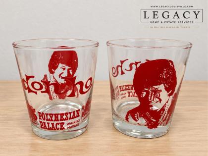 Vintage Don Ho Polynesian Palace Cinerama Reef Towers Hotel Rocks Glasses Set