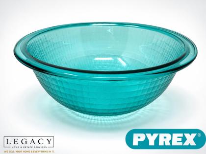 Vintage Pyrex Teal Blue Waffle Weave Sculptured Mixing Bowl Model 323