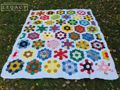Vintage Grandmother's Flower Garden Quilt