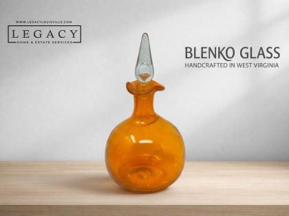 MCM Blenko Amberina Art Glass Decanter Controlled Bubble 