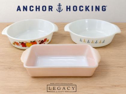 Vintage Milk Glass Baking Dishes & Casseroles Set Featuring Fire-King & Anchor Hocking