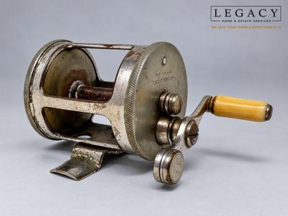 Antique Blue Grass Reel No. 33 Baitcasting Fishing Reel by B.F. Meek & Sons