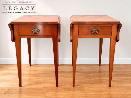 Pair of Cherry Drop Leaf Side Tables