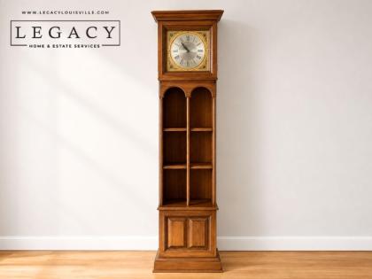 Grandfather Floor Clock Cabinet with Open Shelving