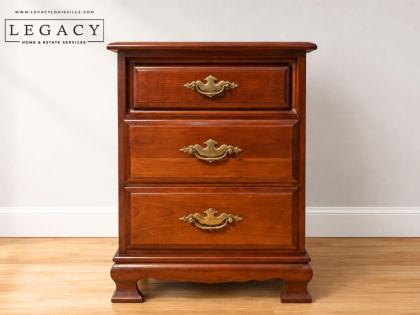 Vintage Cherry Wood 3 Drawer Nightstand