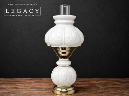 Milk Glass Hurricane Table Lamp