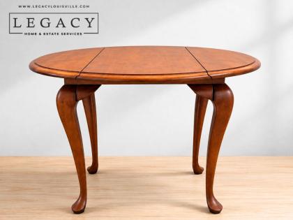 Queen Anne Style Cherry Drop Leaf Oval Table