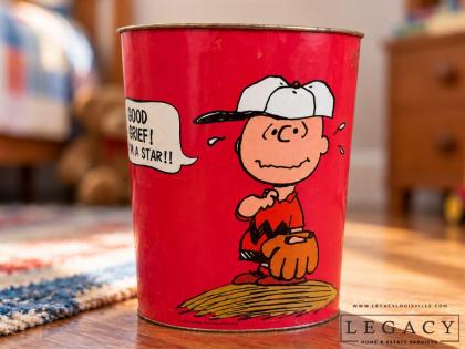 Vintage 1969 Peanuts Metal Wastebasket