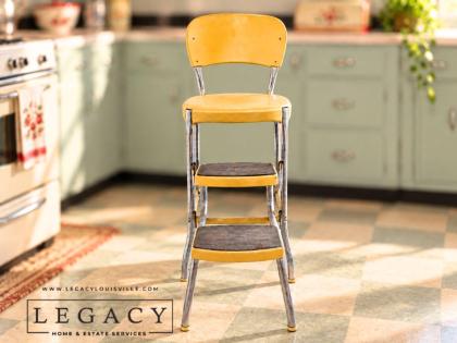 Mid Century Cosco Yellow Step Stool Chair