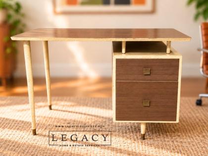 Mid Century Modern Student Desk with Pedestal Drawers