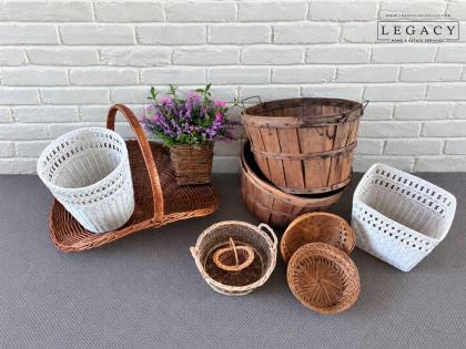 Lot of Vintage Baskets and Wicker Pieces
