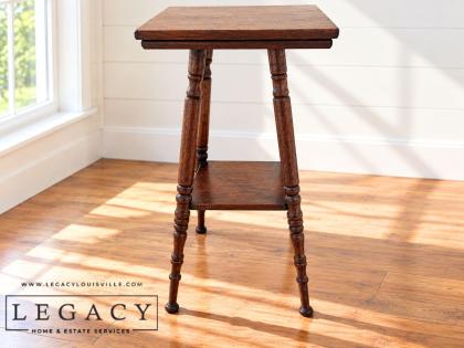 Two Tier Side Table with Turned Spindle Legs