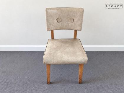 Beige Upholstered Wooden Side Chair