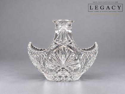 Shannon Crystal Designs of Ireland 24% Lead Crystal Basket Vase Made in Slovakia