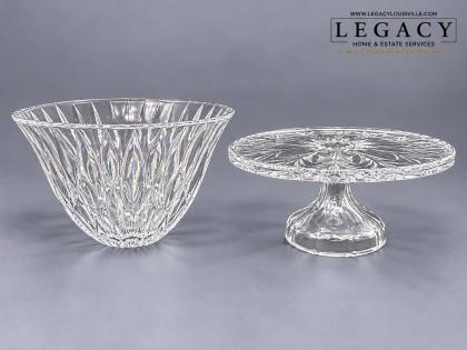 Marquis by Waterford Crystal Bowl & Cake Stand Set - Stunning Matched Pair