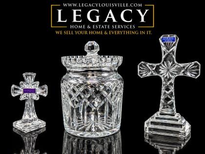 Lot of 3 Marquis by Waterford Crystal Pieces: 2 Crosses & Lidded Biscuit Jar