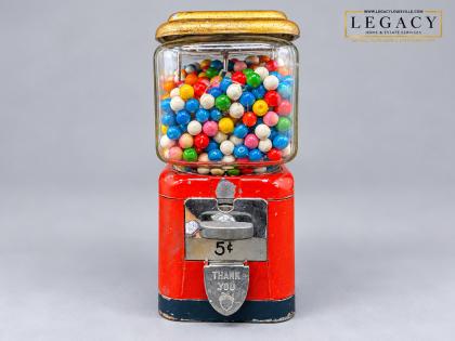 Vintage 1950s Universal Vendors St. Louis 5-Cent Gumball Machine With Gumballs