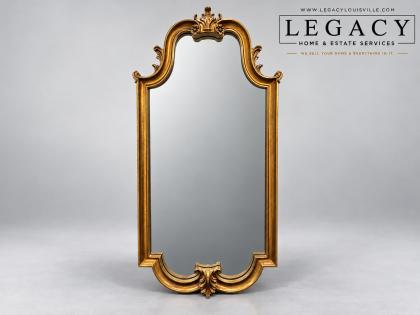 Stunning Gold Rococo Wall Mirror with Carved Acanthus Crest and Scrollwork Frame