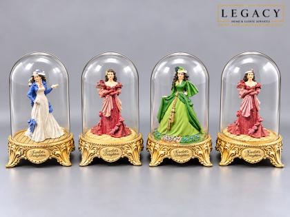 Lot of 4 Gone With the Wind Scarlett O'Hara Limited Edition Glass Dome Figurines 1993