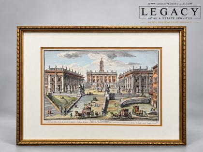 G. Vasi 'Palazzi di Campidoglio' Hand-Colored Engraving Rome Framed Wall Print